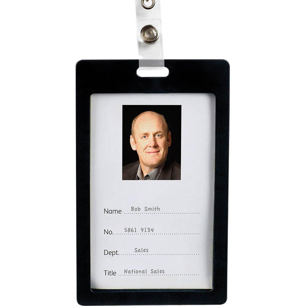 Rexel Id Coloured Plastic Card Holder Portrait Black Pack 6 9901002 - SuperOffice