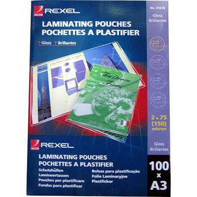 Rexel Laminating Pouch 100 Micron A3 Clear Pack 100 46311 - SuperOffice