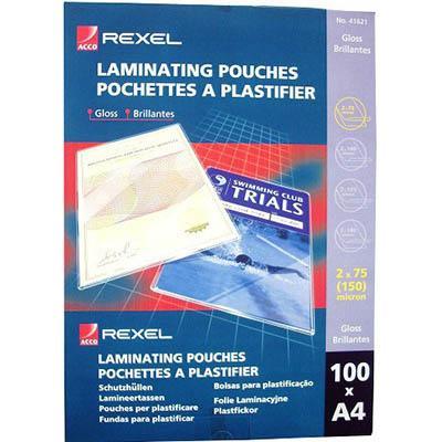 Rexel Laminating Pouch 75 Micron A4 Clear Pack 100 41621 - SuperOffice