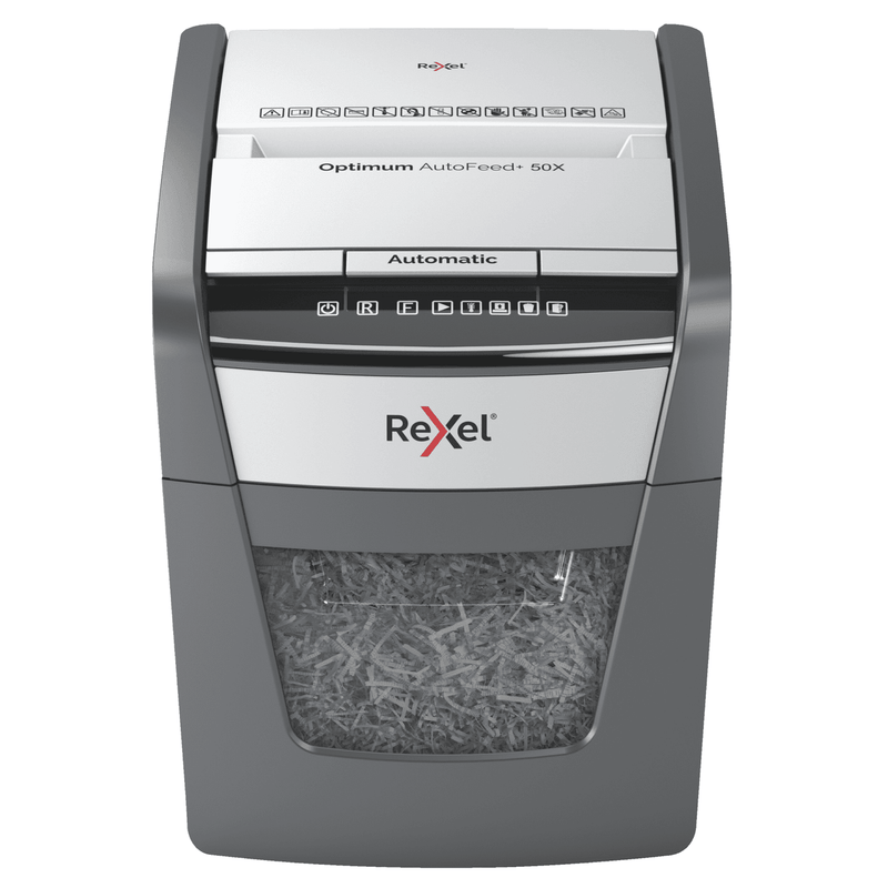 Rexel Optimum Autofeed+ 50x Automatic Cross Cut Paper Shredder 2020050XAU - SuperOffice