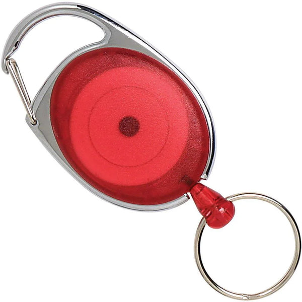 Rexel Retractable Key Chain Ring Holder Snap Lock Red 12 Pack 9806103 (12 Pack) - SuperOffice