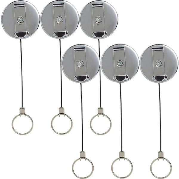 Rexel Retractable Key Holder Metal With Keyring And Cord Black 6 Pack 9800702 (6 Pack) - SuperOffice