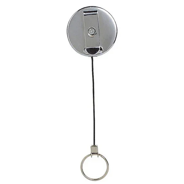 Rexel Retractable Key Holder Metal With Keyring And Cord Black 6 Pack 9800702 (6 Pack) - SuperOffice