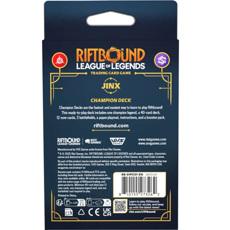 Riftbound: League of Legends Set One Origins Champion Deck Cards Jinx ...