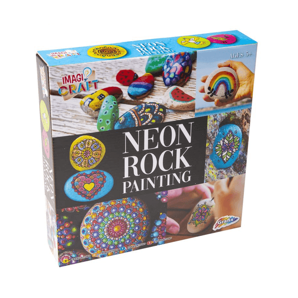 Rock Painting Set Kit Neon Colours Paint Your Own Diy Stones R030569 - SuperOffice
