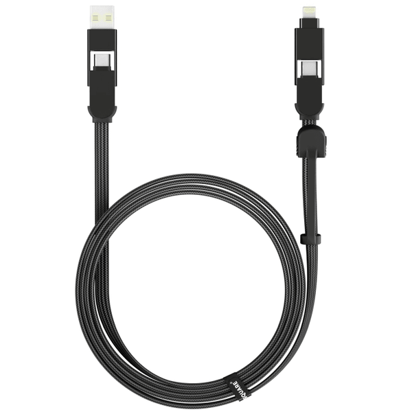 RollingSquare Charging Cable inCharge 6 1.5m Six-in-One USB-C/A/Micro/Lightning Black SIXMAX01R - SuperOffice