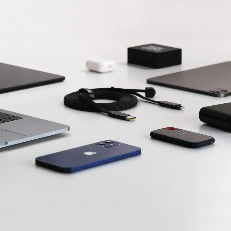 RollingSquare Charging Cable inCharge XL 2m Six-in-One USB-C/A/Micro/Lightning Black XLM01R - SuperOffice