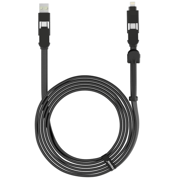 RollingSquare Charging Cable inCharge XL 3m Six-in-One USB-C/A/Micro/Lightning Black XLL01R - SuperOffice