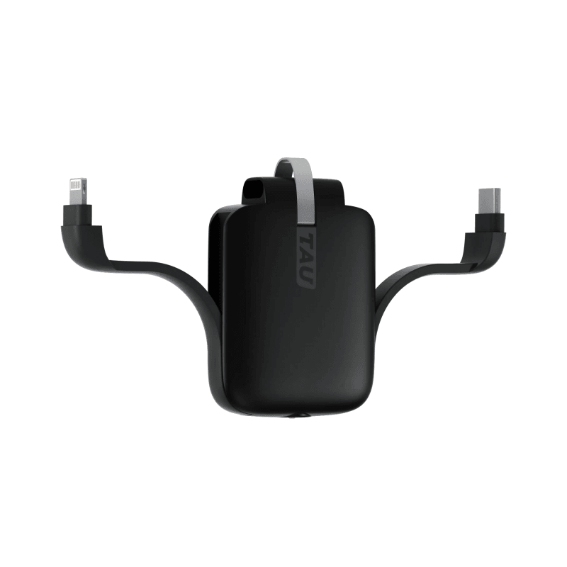 RollingSquare Powerbank Tau Mini 3-in-1 Keyring Power Bank 1400 mAh Black TAU01R - SuperOffice