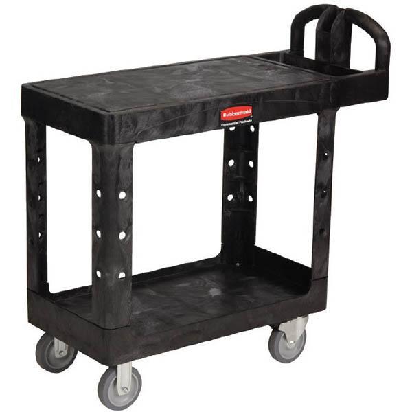Rubbermaid Heavy Duty Utility Cart Flat Shelf 227kg Black 851519 - SuperOffice