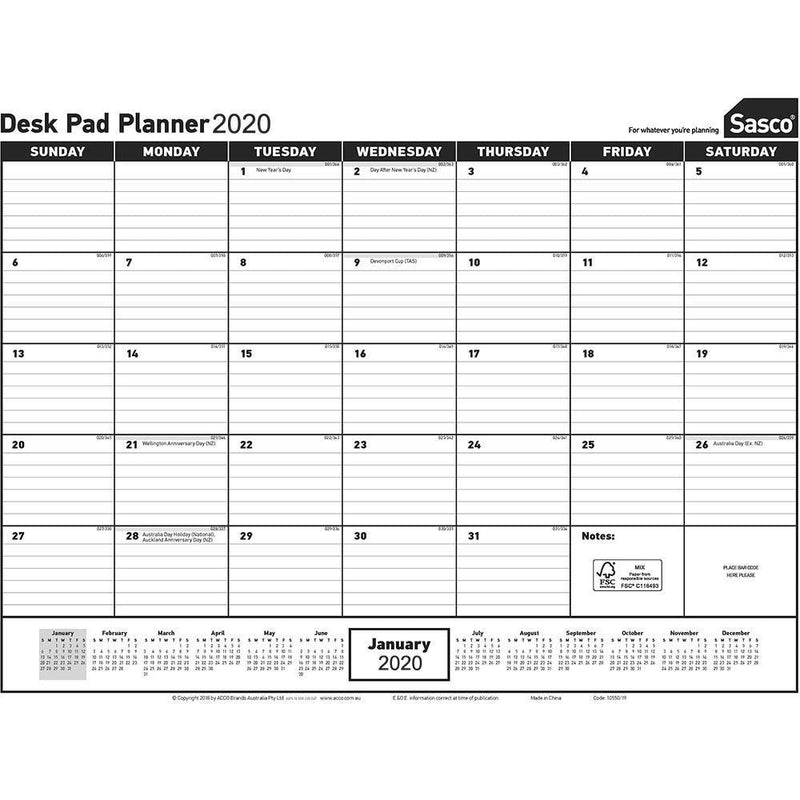Sasco 2020 Desk Pad Planner SuperOffice