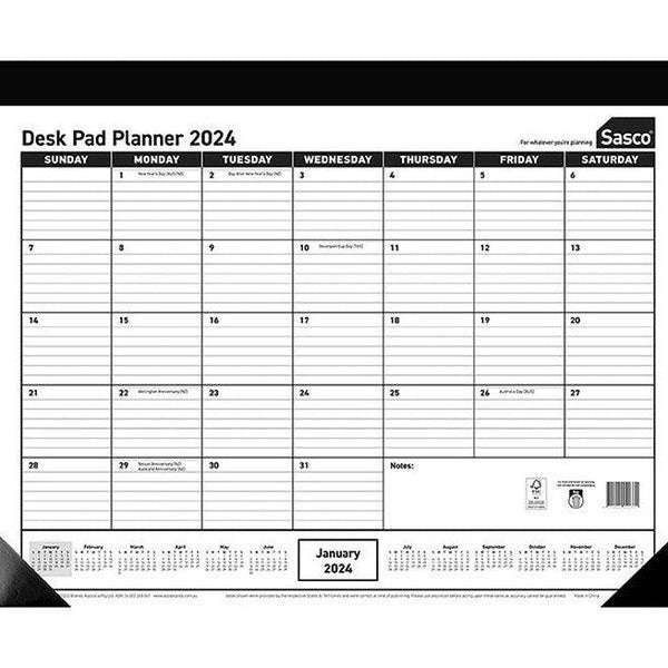 Sasco 2024 Desk Planner Pad Calendar Organiser Month View 555x430mm 1055024 - SuperOffice