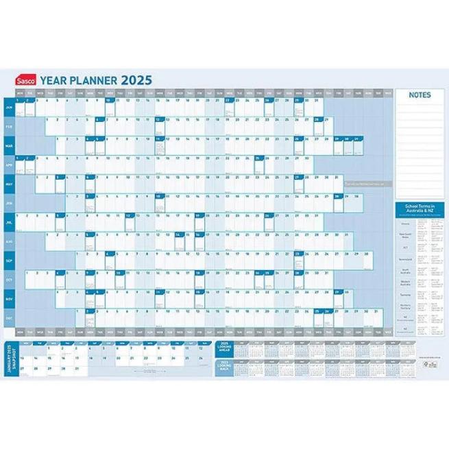 Sasco 2025 Year Wall Planner Calendar 610x870mm SuperOffice