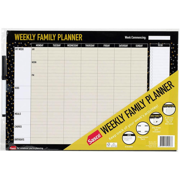 Sasco Undated Erasable Weekly Family Planner A3 10671 - SuperOffice