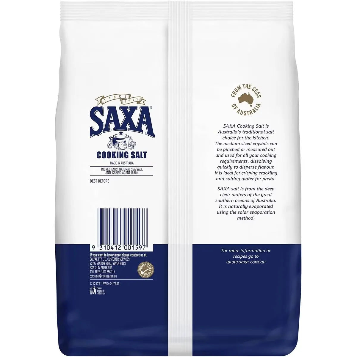 Saxa Natural Rock Salt Refill 500g Pack 6 Bulk Carton | SuperOffice