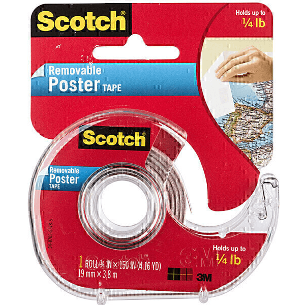 Scotch 109 Removable Double Sided Mounting Poster Tape Dispenser 19mmx3.8m Pack 6 70005087062 (6 Pack) - SuperOffice
