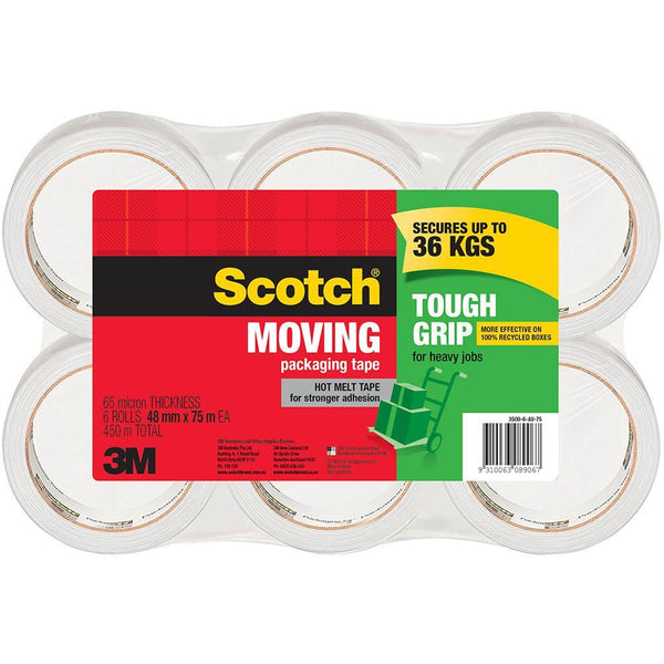 Scotch 3500 Tough Grip Moving Tape 48Mm X 50M Transparent Pack 6 AT019437204 - SuperOffice