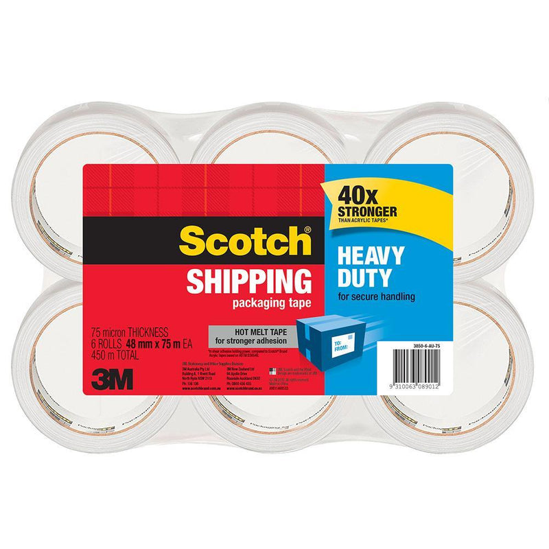 Scotch 3850 Heavy Duty Packaging Tape 48Mm X 75M Clear Pack 6 3850-6-AU75 - SuperOffice