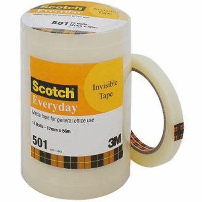 Scotch 501 Everyday Invisible Tape 12Mm X 66M Bulk Pack 12 AB010566011 - SuperOffice