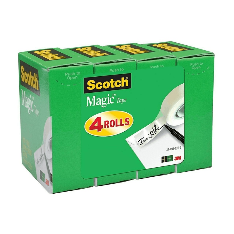 Scotch 810 Magic Invisible Sticky Tape 19mmx25m Pack 4 Rolls 70005189280 (4 Rolls) - SuperOffice
