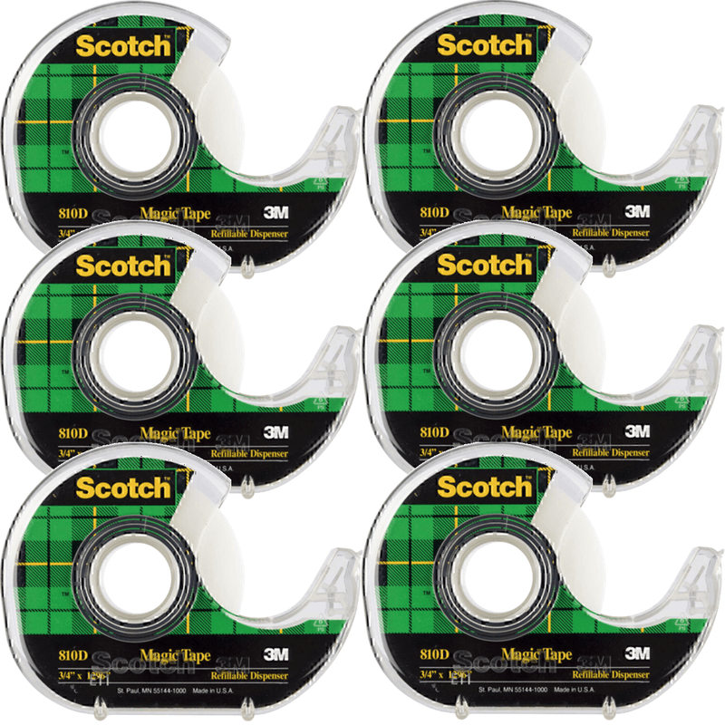 Scotch 810 Magic Invisible Sticky Tape In Dispenser 19mmx33m 6 Pack 70016059167 (6 Pack) - SuperOffice