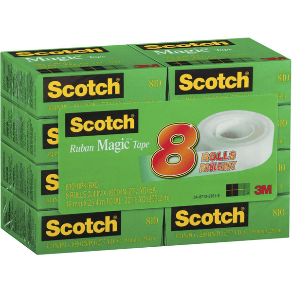 Scotch 810 Magic Sticky Tape 19mmx25m Pack 8 Rolls 70005190460 - SuperOffice