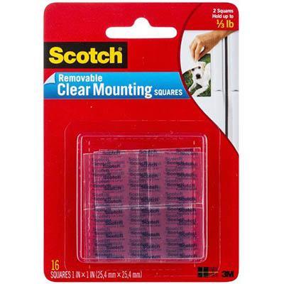 Scotch 859 Removable Mounting Squares Clear 25.4 X 25.4Mm Pack 16 70005088441 - SuperOffice