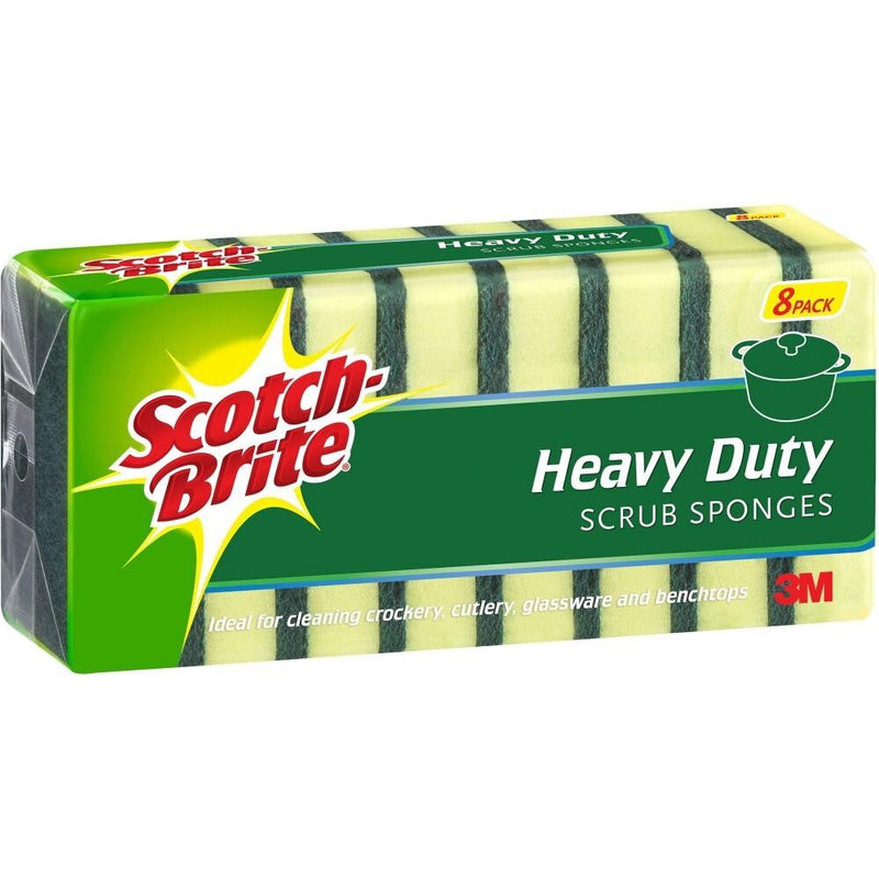 Scotch-Brite Heavy Duty Scrub Sponge Scourer Pack 8 XE006002846 - SuperOffice
