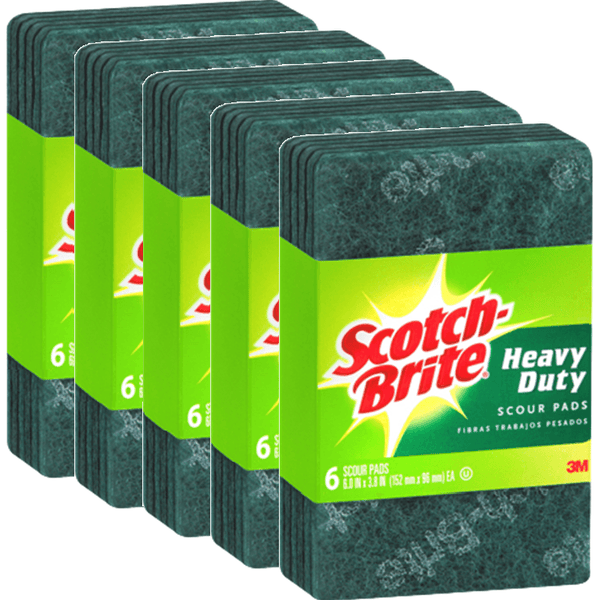 Scotch-Brite Scourer Pads Heavy Duty Cleaning Scrubbing Pack 30 BULK 70005237956 (5 Packs) - SuperOffice