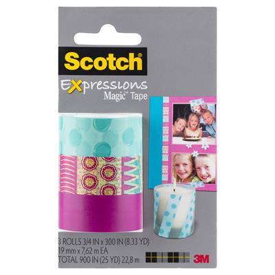 Scotch C214 Expressions Magic Tape Circles/Circus/Pink Pack 3 C214-3PK-314 - SuperOffice