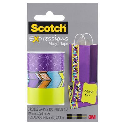 Scotch C214 Expressions Magic Tape Spokes/Tribal/Lime Green Pack 3 C214-3PK-418 - SuperOffice