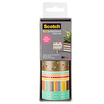 Scotch C317-4Pk-Diam Expressions Washi Tape Assorted Pack 4 70005230829 - SuperOffice