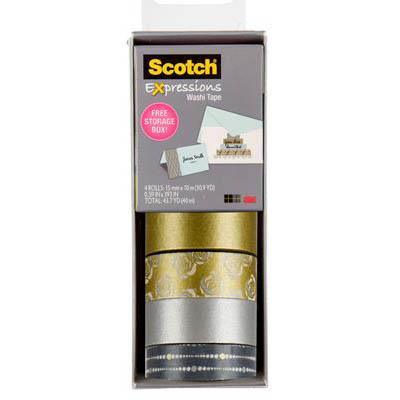 Scotch C317-4Pk-Silg Expressions Washi Tape Assorted Pack 4 70005230712 - SuperOffice
