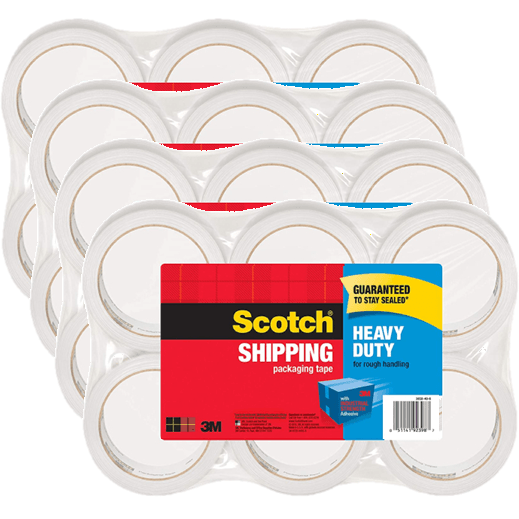 Scotch Heavy Duty Shipping Packaging Tape Rolls Pack 24 Clear 48mmx50m AT019436917 (4 Pack - 24 rolls Total) - SuperOffice