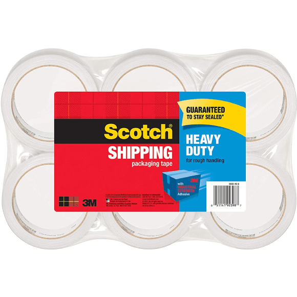 Scotch Heavy Duty Shipping Packaging Tape Rolls Pack 6 Clear 48mmx50m AT019436917 - SuperOffice