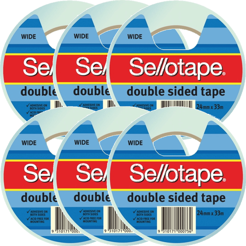 Sellotape Double Sided Tape Wide 24mmx33m 6 Rolls 960606 (6 Rolls 24mm) - SuperOffice