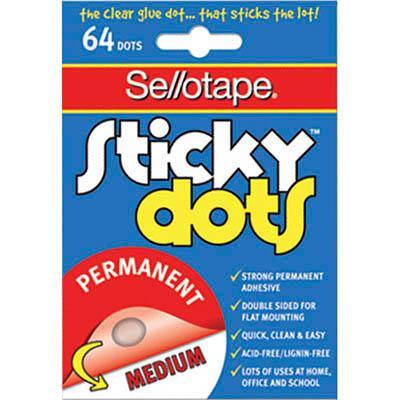 Sellotape Sticky Dots Permanent Medium Pack 64 990002 - SuperOffice