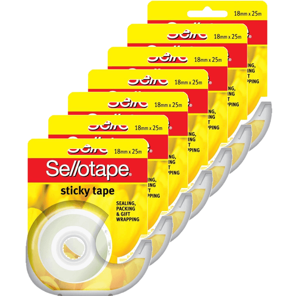 Sellotape Sticky Tape Dispenser 18mmx25m Pack 7 960115 (7 Pack) - SuperOffice