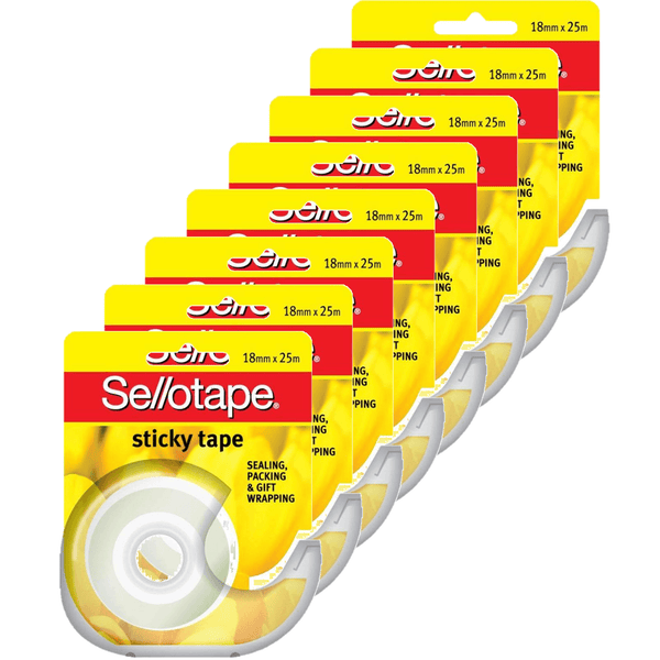 Sellotape Sticky Tape Dispenser 18mmx25m Pack 8 960115 (8 Pack) - SuperOffice