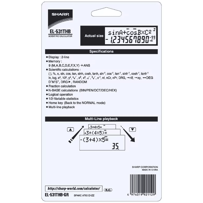 Sharp 270 Maths Function Scientific Calculator EL531THBGR EL531THBGR - SuperOffice