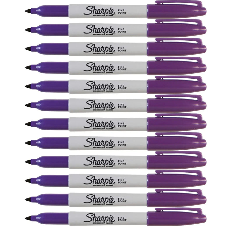 Sharpie Fine Point Permanent Marker 1.00mm Purple Box of 12 30038 (Box of 12) - SuperOffice