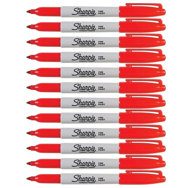 Sharpie Fine Point Permanent Marker 1.00mm Red Box of 12 30052 (Box of 12) - SuperOffice