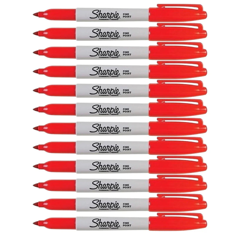 Sharpie Fine Point Permanent Marker 1.00mm Red Box of 12 30052 (Box of 12) - SuperOffice