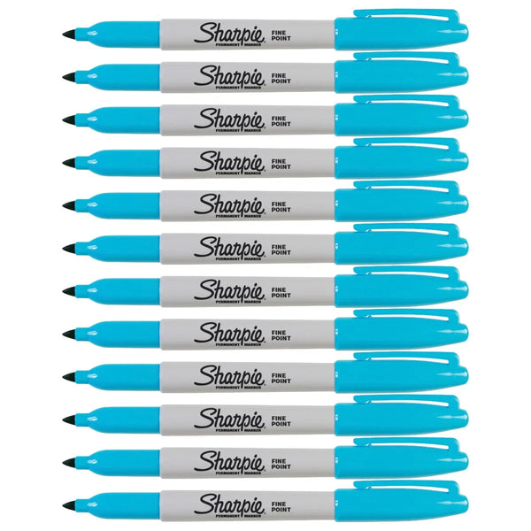 Sharpie Fine Point Permanent Marker 1.00mm Turquoise Box of 12 30133 (Box of 12) - SuperOffice