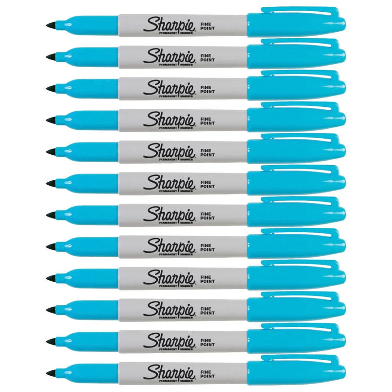 Sharpie Fine Point Permanent Marker 1.00mm Turquoise Box of 12 30133 (Box of 12) - SuperOffice