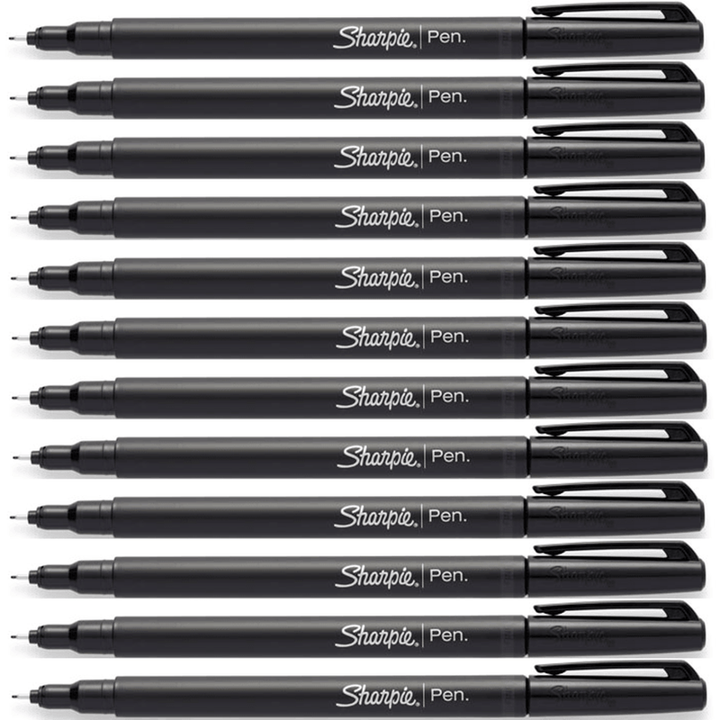 Sharpie Fineliner Pen Fine Felt Tip Stylo 0.4mm Black Box 12 1742663 (0.4mm Box 12) - SuperOffice
