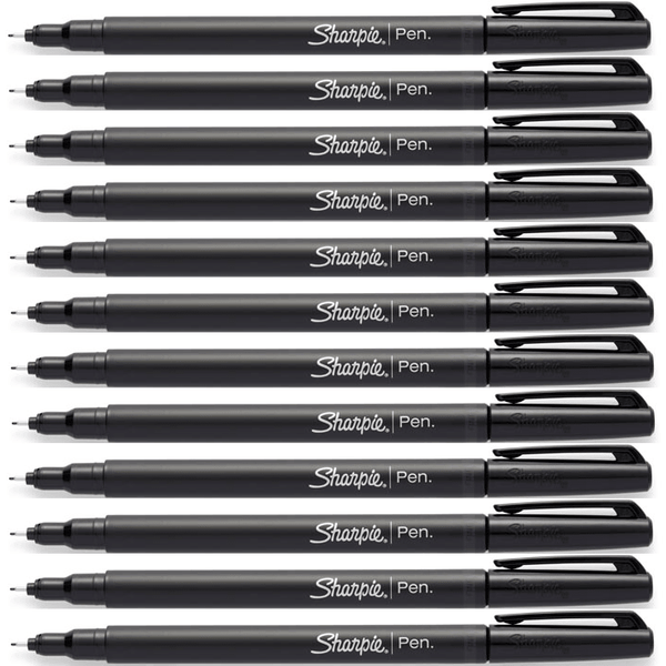 Sharpie Fineliner Pen Fine Felt Tip Stylo 0.8mm Black Box 12 1742663 (Box 12) - SuperOffice