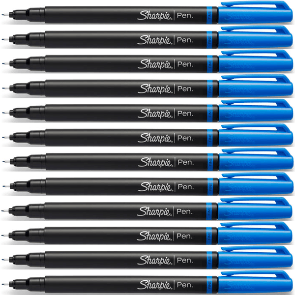 Sharpie Fineliner Pen Fine Felt Tip Stylo 0.8mm Blue Box 12 1742664 (Box 12) - SuperOffice
