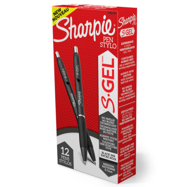 Sharpie Gel Pen Retractable 0.7mm Ballpoint Black Box 12 2096159 (Box of 12) - SuperOffice