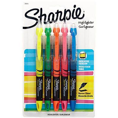 Sharpie Liquid Accent Highlighter Chisel Point 3.3Mm Fluorescent Assorted Pack 5 24575PP - SuperOffice